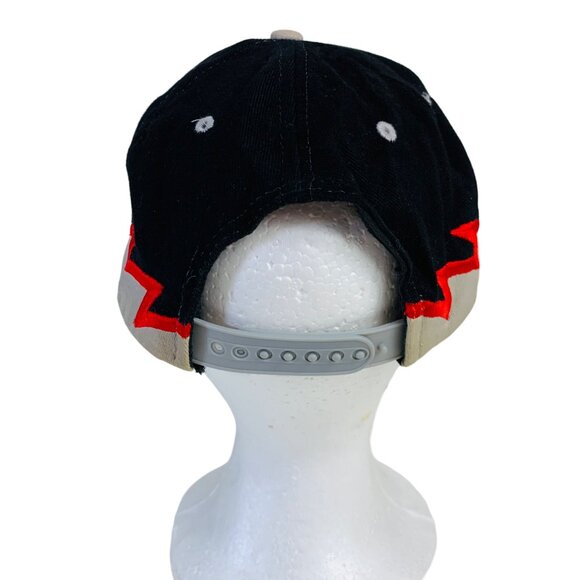 Red Dog Racing Bold Snapback Hat Red Flame Design Black Beige Cap Collector VTG - Picture 3 of 12